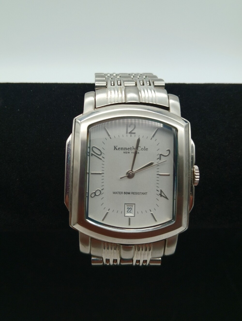 Kenneth Cole Silver-Tone Rectangular Men's Watch with Silver Dial 3281